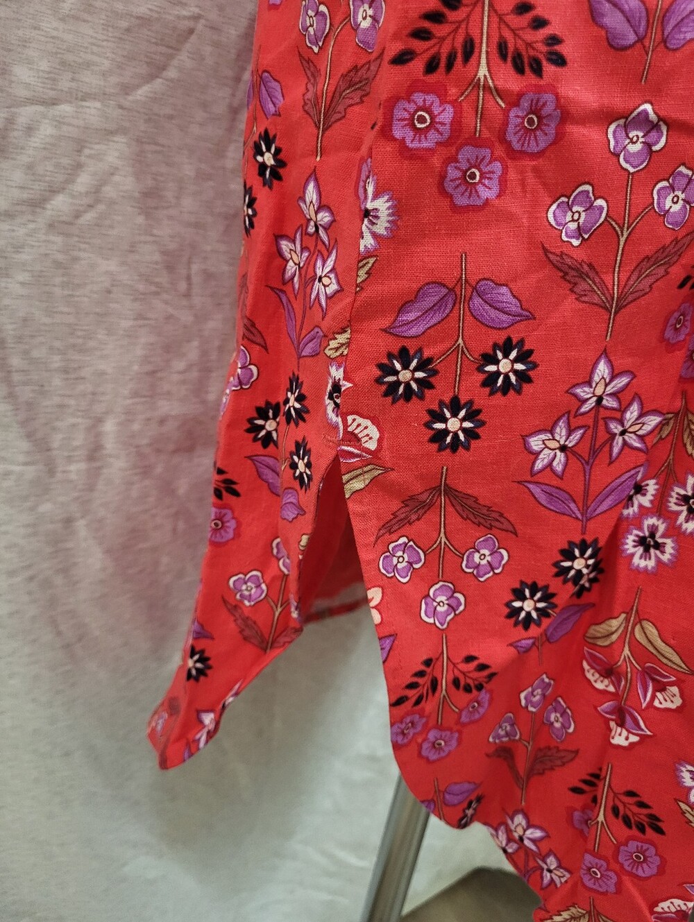 Ann Taylor Floral Linen Blend Sleeveless Shift Dress Red Purple Tie Size M New - Picture 9 of 12